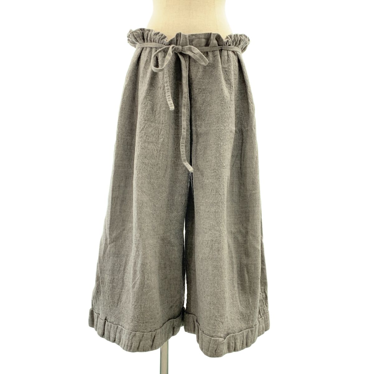 DANIELA GREGIS ダニエラグレジス ウール ドローストリング ワイドパンツ F グレー レディース
