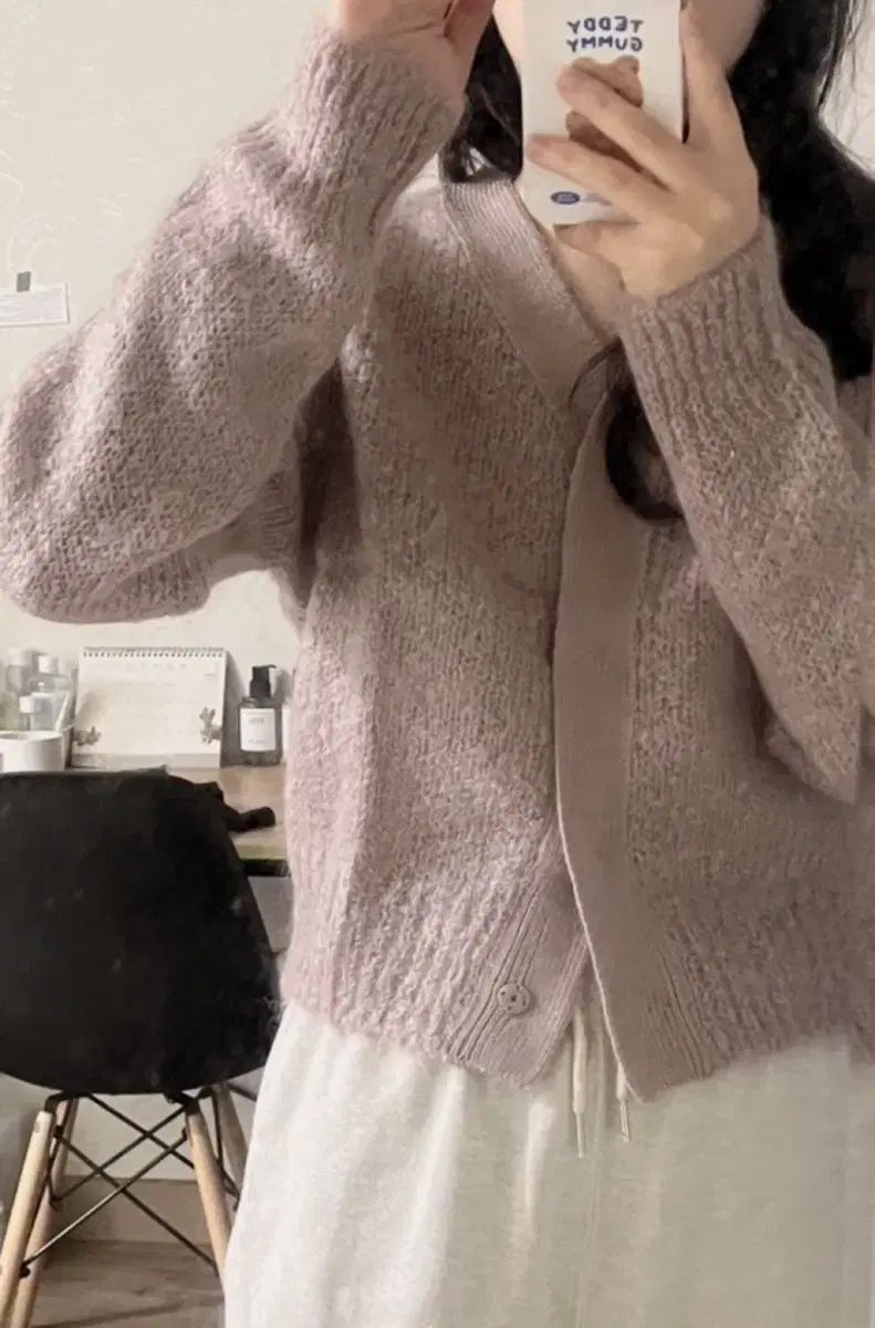  AMOMENTO モヘア ダスト ピンク カーディガン 長袖 カーディガン ボレロ アンサンブル