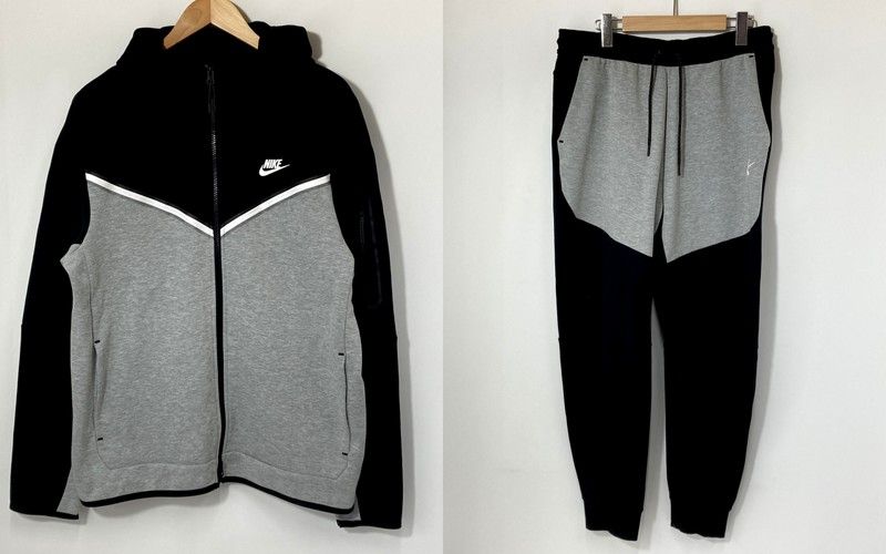 NIKE ナイキ セットアップ テックフリース ジャージ フルジップ フーディー ジョガーパンツ Lサイズ ブラック グレイ ジャージ A15353