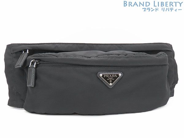 【極美品】プラダ ウエストポーチ サフィアーノ×ナイロン 黒 2VL132 PRADA プラダ ショルダーバッグ 2VH113 2DMH メンズ ナイロン
