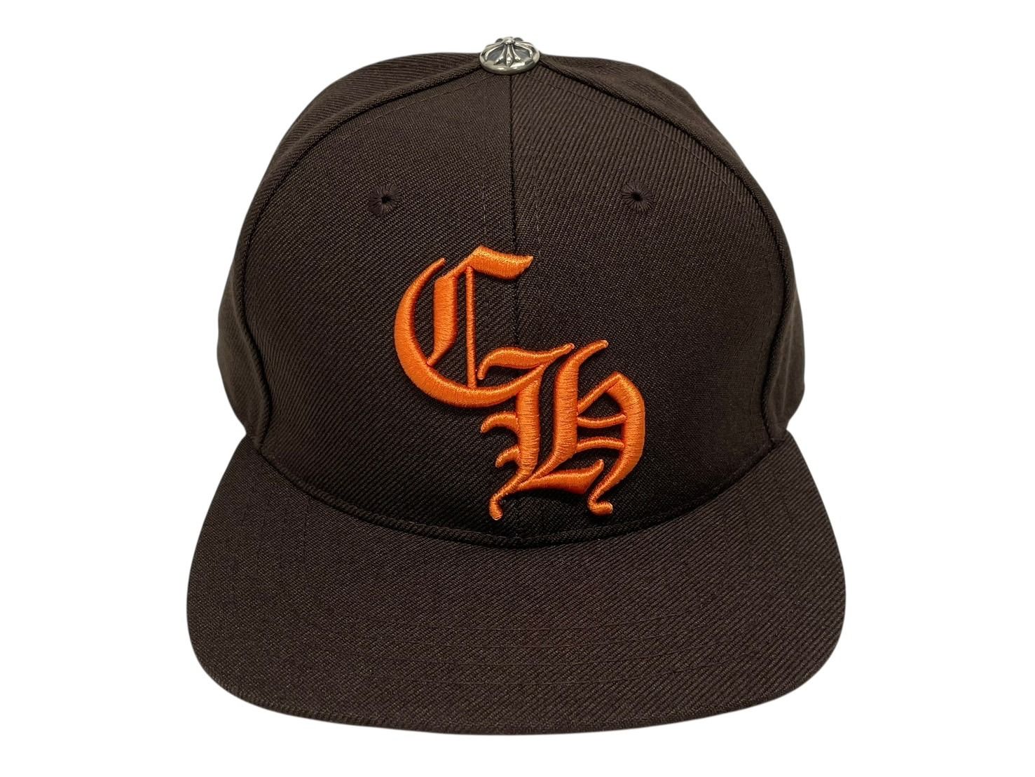 CHROME HEARTS クロムハーツ CH刺繍 ベースボール キャップ 帽子 U.S.A製 ブラウン オレンジ シルバー金具 4 b 009834