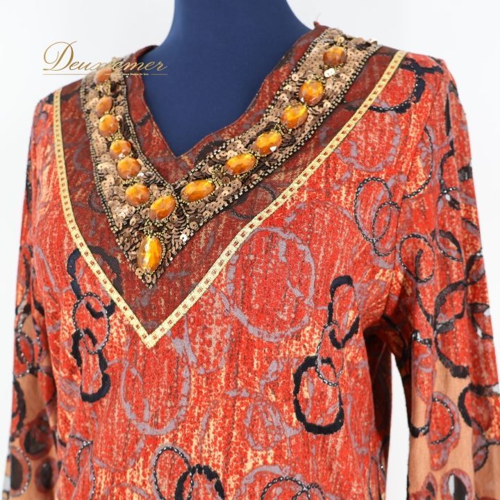 ベリーダンス 衣装 ガラベーヤ レッド系 SEN ZI HUA ワンピース ドレス