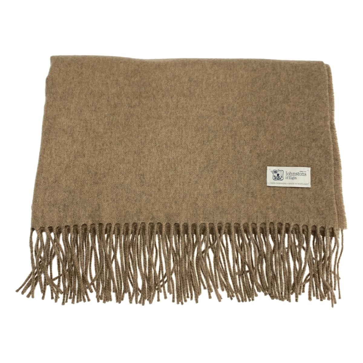 JOHNSTONS OF ELGIN ジョンストンズオブエルガン カシミヤ フリンジ 大判ストール マフラー グレージュ