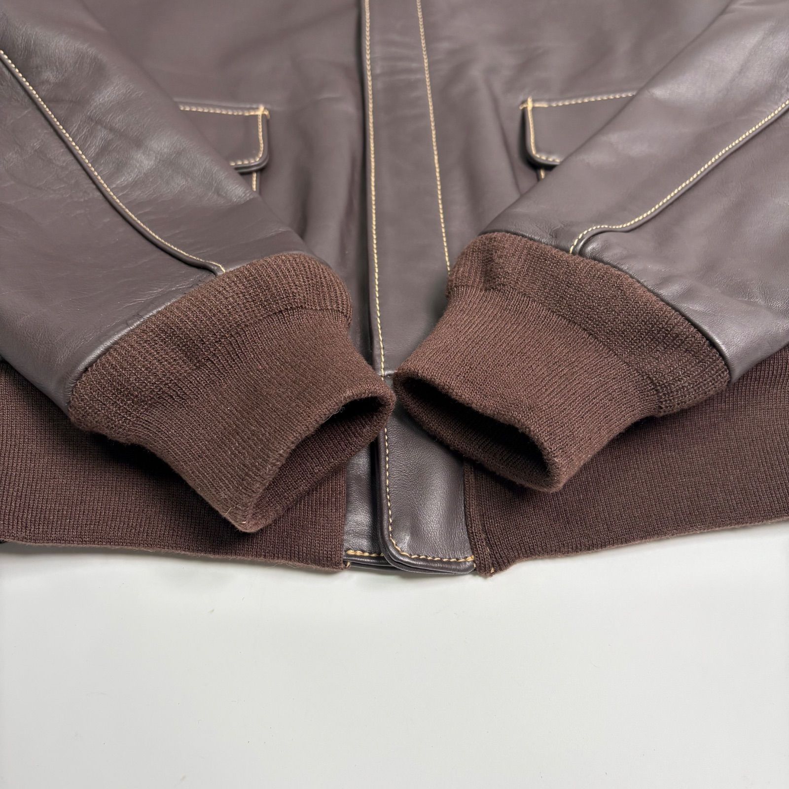 馬革】MORGAN レザージャケット 茶 38 フライトジャケット A-2 ホース