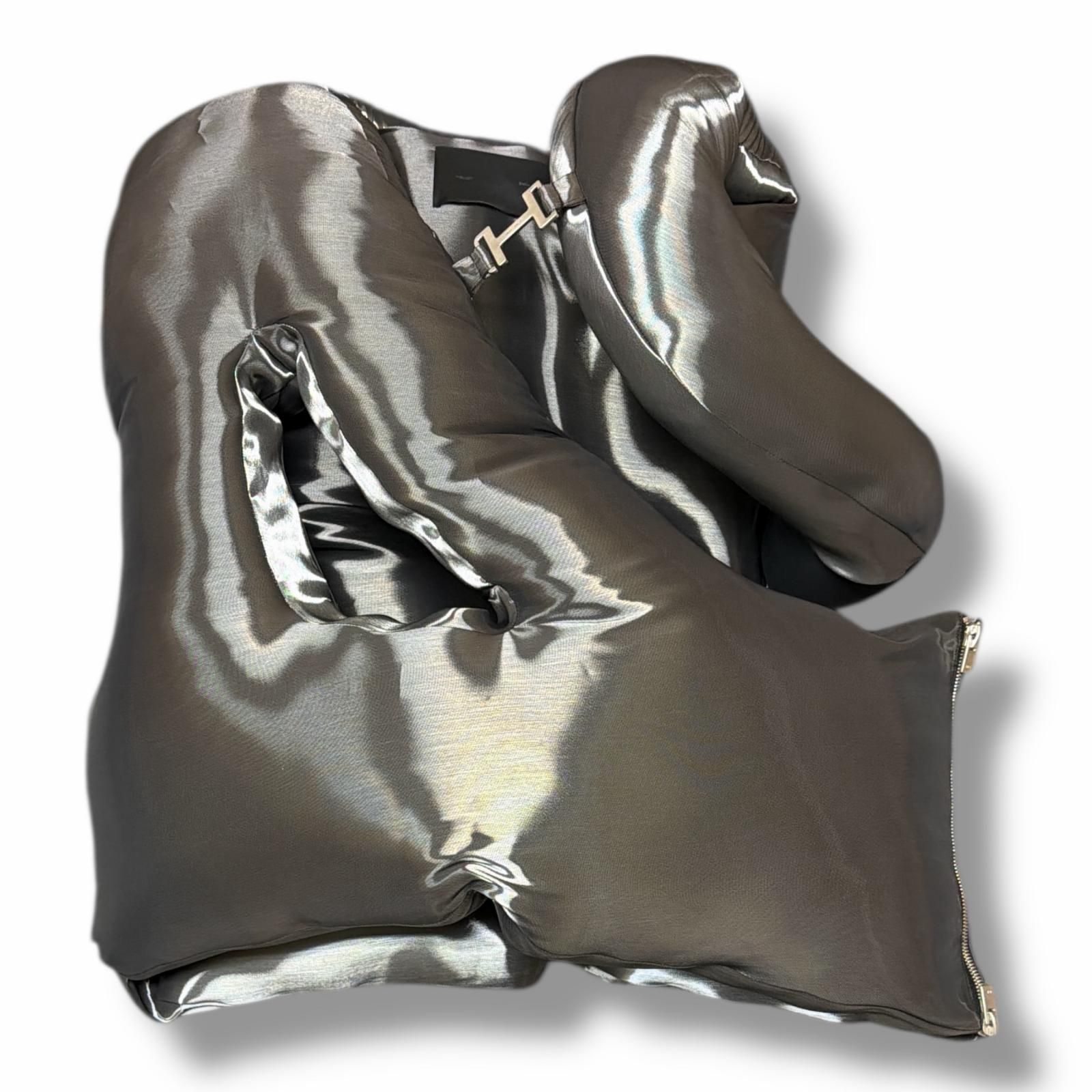 参考上代121000円 HELIOT EMIL LIQUID METAL VEST リキットメタルベスト ジレ ヘリオットエミル シルバー F 3242 M