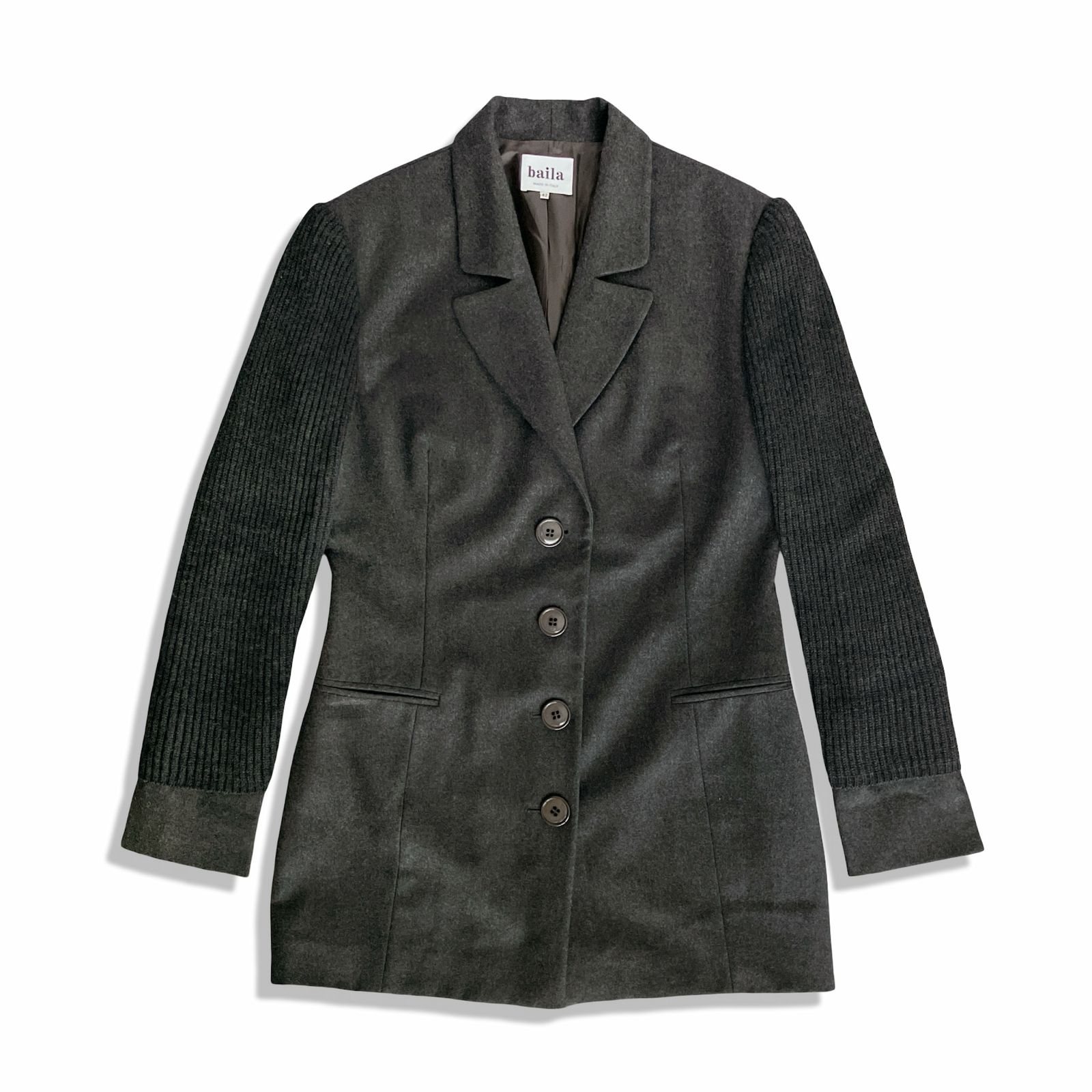 baila バイラ ヴァージンウール 3ピース スカート スーツ セットアップ size 42 チャコールグレー レディース イタリア製