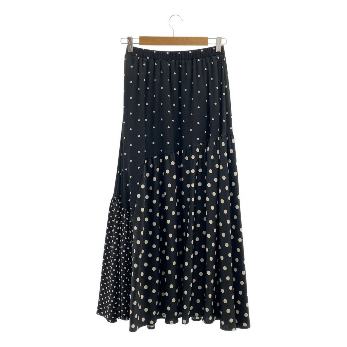 BEARDSLEY | ビアズリー ドットパッチワーク ロングスカート F ブラック レディース シンプルコーデ 通気性