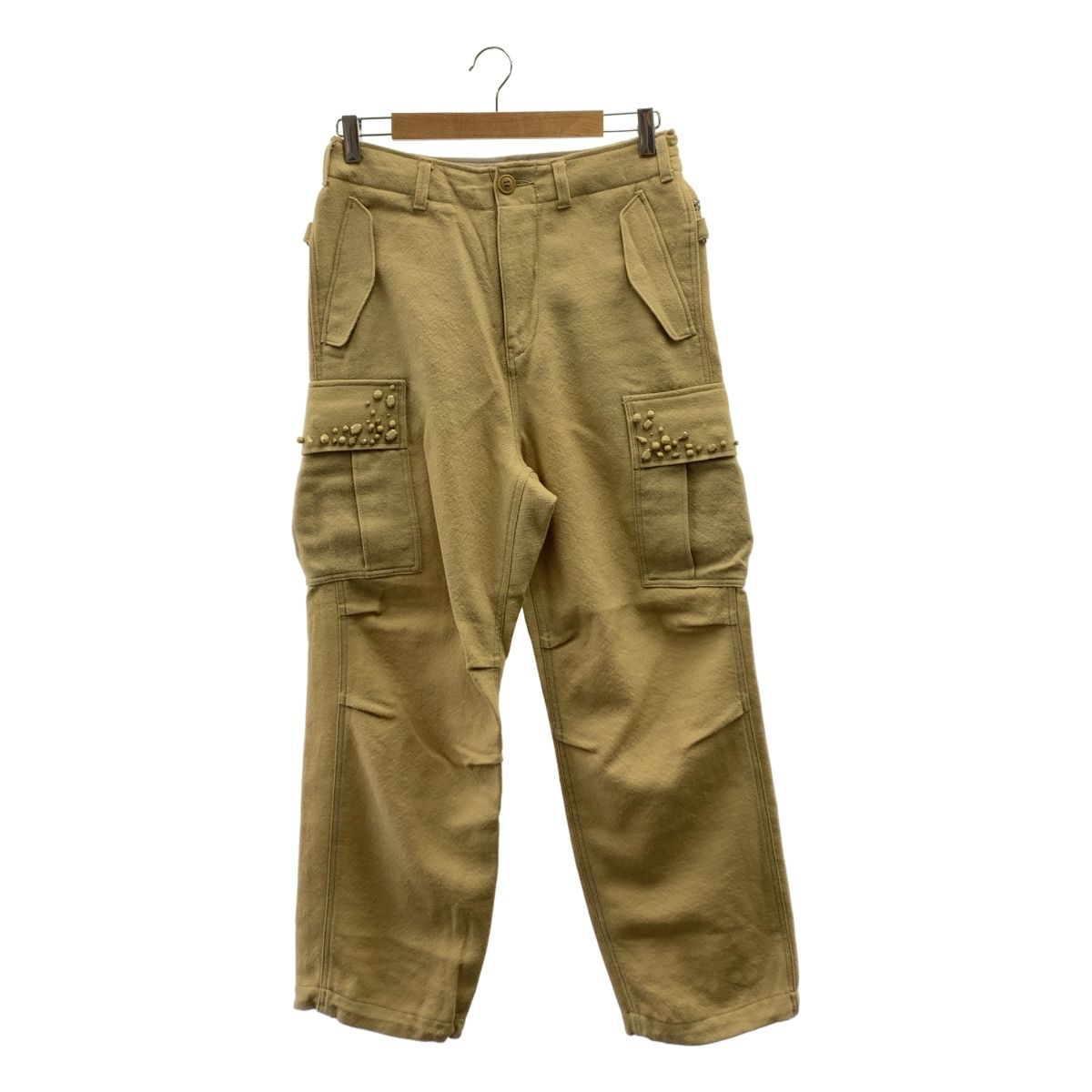 UNDER COVER アンダーカバー 2025 AW ウール ビジュー 装飾 ドローストリング カーゴパンツ 1 ベージュ メンズ