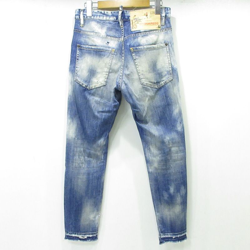 ディースクエアード SKATER JEAN スケータージーンズ 加工ボタンフライデニムパンツ ダメージ加工 カットオフ 18 s ブルー サイズ 42 108