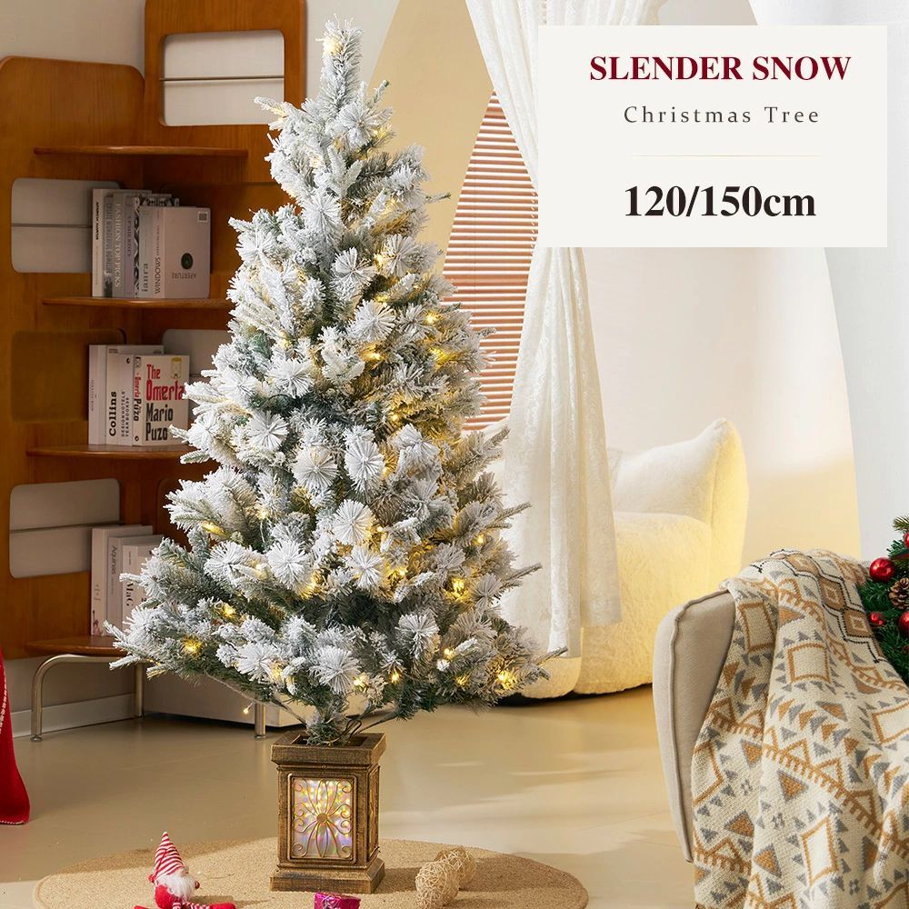 150 cm 雪化粧 ツリー 感オリジナルポット 北欧デザイン LEDライト付き 豊富な枝数 簡単組立 クラシックタイプ おしゃ GREEN WHITE