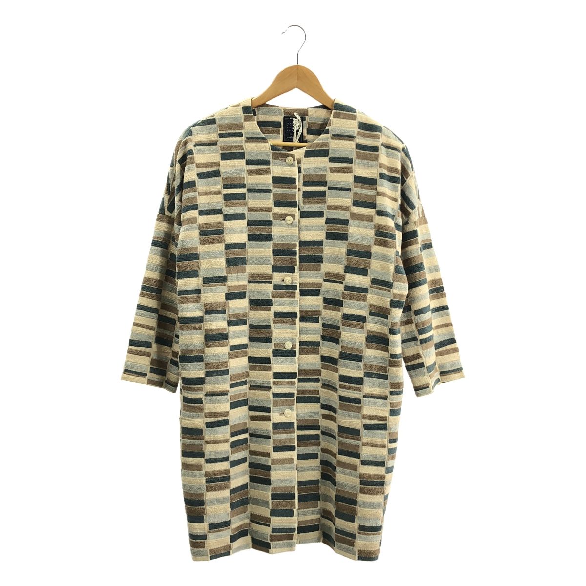 ミナペルホネン　コート　lake mina perhonen / ミナペルホネン | lake ノーカラー ハーフコート | 36