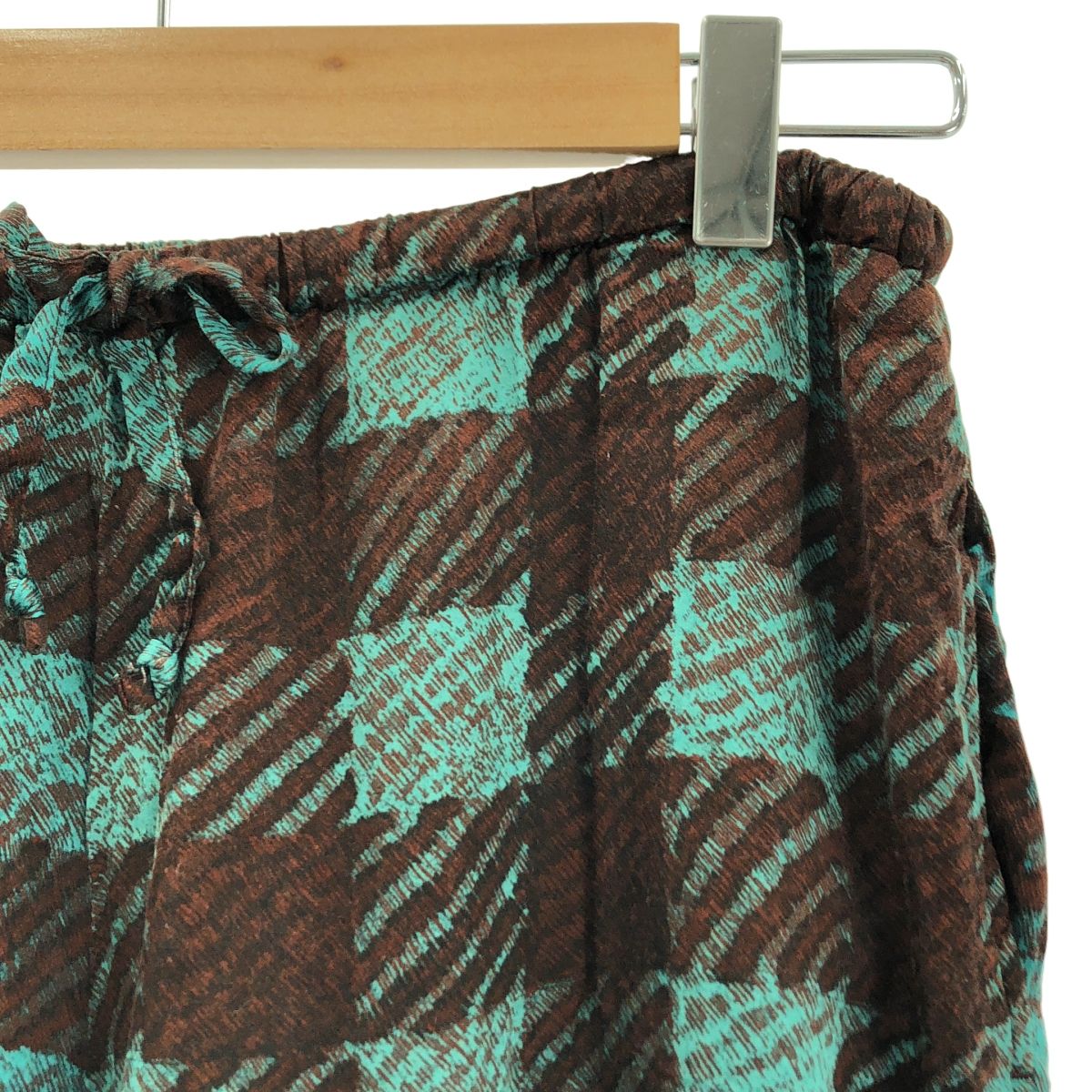 DRIES VAN NOTEN | ドリスヴァンノッテン レーヨン プリント チェック イージー パンツ 38 ブラウン|グリーン レディース