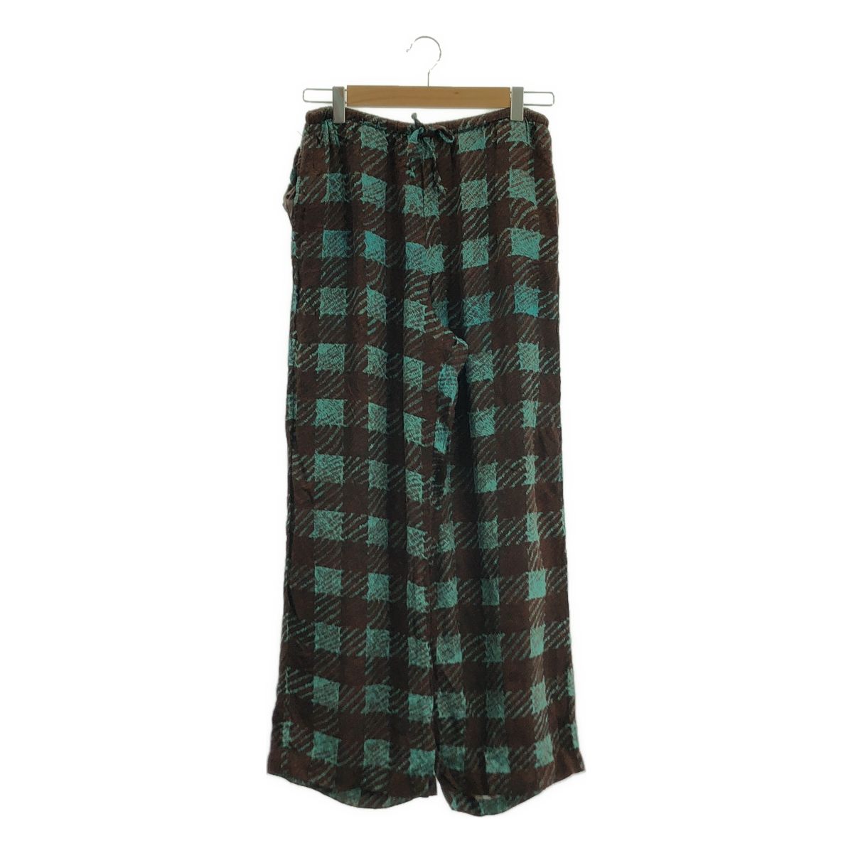 DRIES VAN NOTEN | ドリスヴァンノッテン レーヨン プリント チェック イージー パンツ 38 ブラウン|グリーン レディース