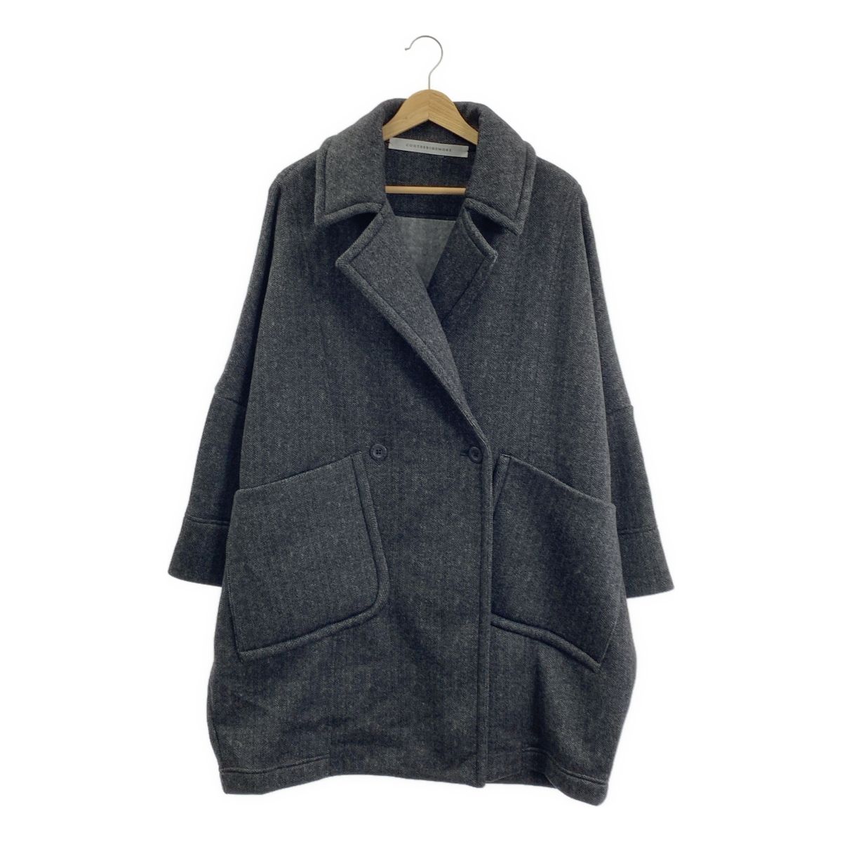 コグザビッグスモーク ロングコート ウール チャコールグレー フリーサイズ COGTHEBIGSMOKE / コグザビッグスモーク | ELIZABETH PENTAGON COAT