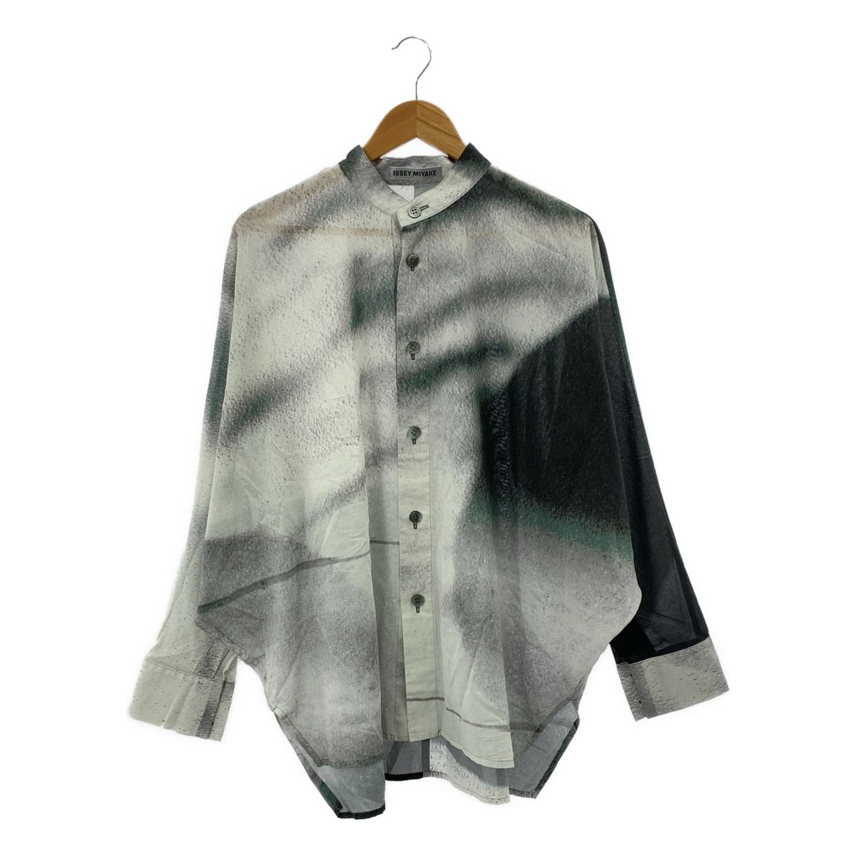 ISSEY MIYAKE イッセイミヤケ 2025 SS SHADOW STUDY コットン プリント シャツ 2 グレー ホワイト ブラック レディース