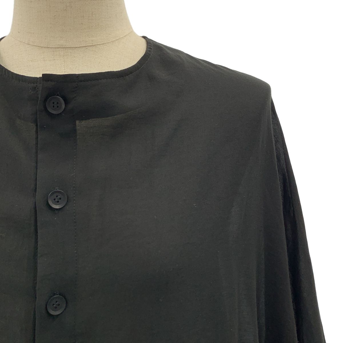 YOHJI NOIR ヨウジヤマモトプリュスノアール 2015 SS 変形 オーバーシルエット ギャザースリーブ ロングシャツ ブラウス 1 ブラック レディース