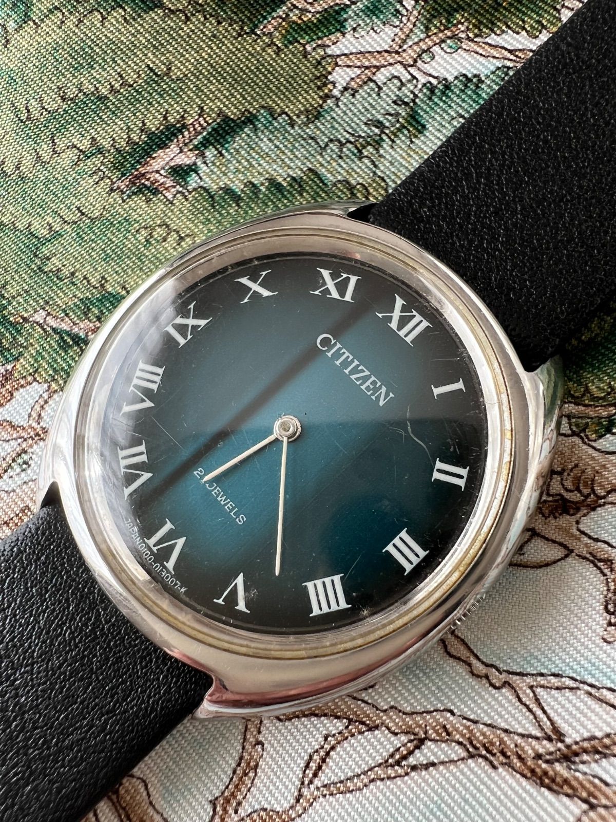 シチズン ブルー グラデーション 手巻き 時計 メンズ アンティーク