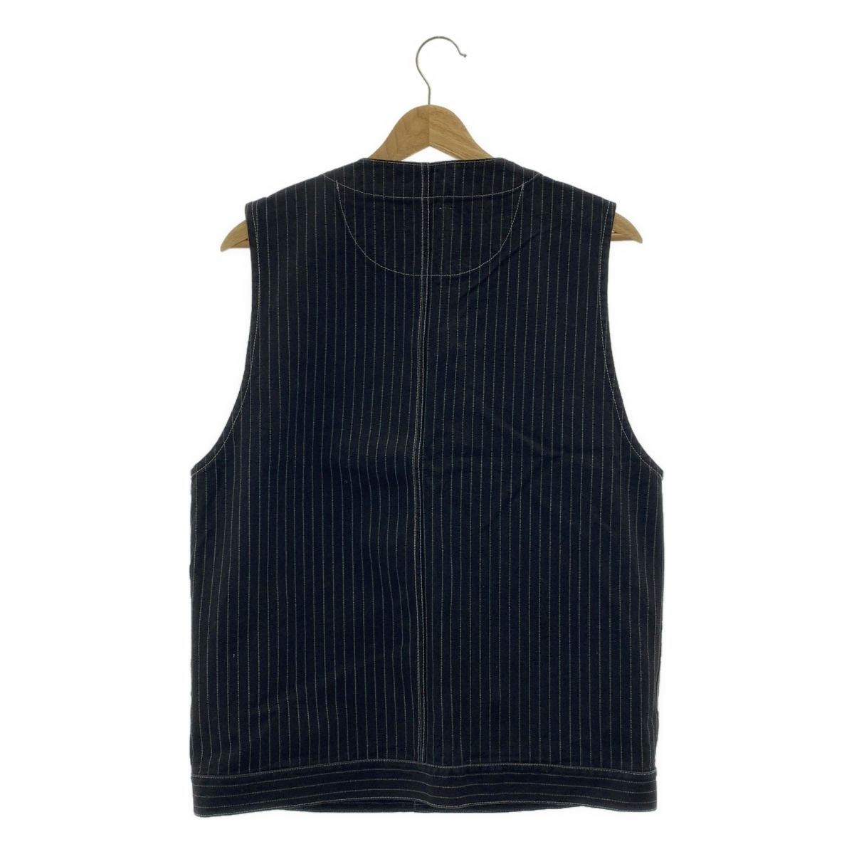 【美品】  SCHOTT / ショット | OLD HICKORY DENIM VEST ヒッコリー ベスト | L | ブラック/グレー | メンズ