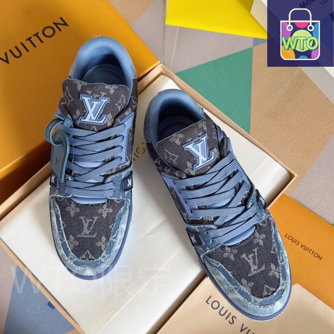 Louis Vuitton trainer レトロブルーのロートップファッショナブルな