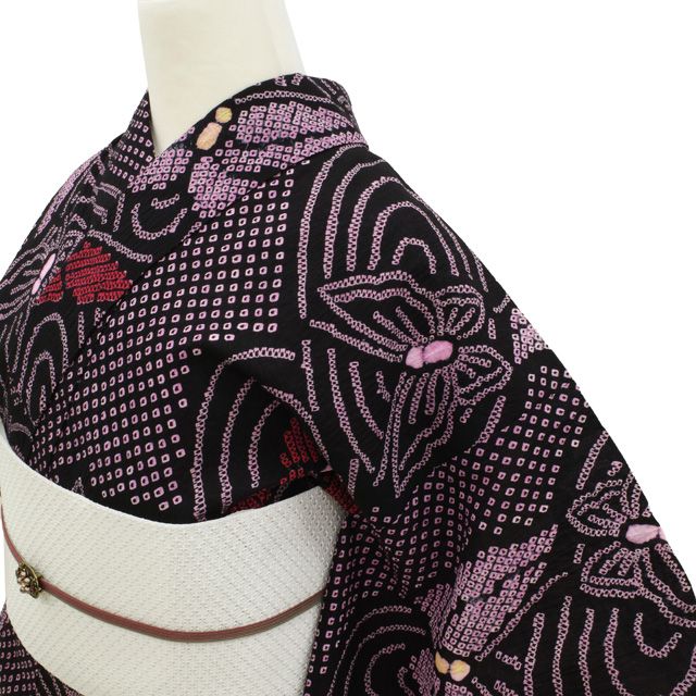 中古】 夏物 本場有松鳴海絞り 浴衣 リサイクル 有松 ゆかた 絞り 木綿