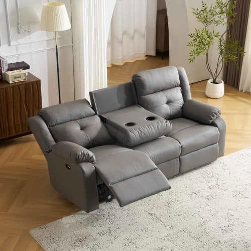 リクライニングソファ 電動リクライニングチェア 3人掛け 電動ソファ 家具 インテリア リビング オットマン一体型 左右独立 耐圧分散 グレー 新生活 快適 くつろぎ ゆったり ハイバック 角度調節 ストレスフリー 感