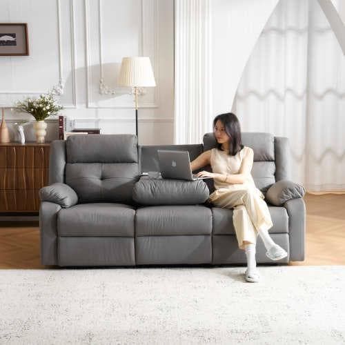  リクライニングソファ 電動リクライニングチェア 3人掛け 電動ソファ 家具 インテリア リビング オットマン一体型 左右独立 耐圧分散 グレー 新生活 快適 くつろぎ ゆったり ハイバック 角度調節 ストレスフリー 感 カバーリングソファ 2人掛け 3人掛けソファ ソファ ソファベッド