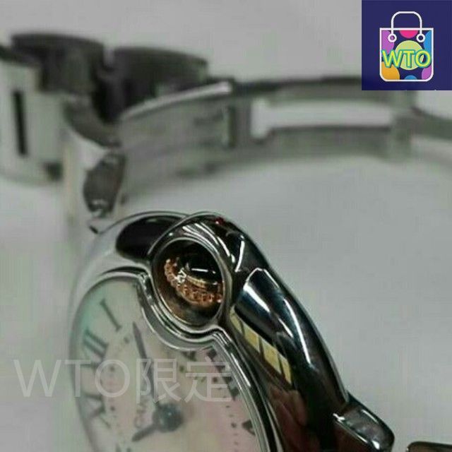 ご 大 です Cartier カルティエ バロンブルー ピンクシェル 自動巻き WTO輸入1