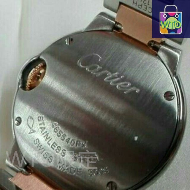  ご 大 です Cartier カルティエ バロンブルー W6920034ピンクシェル 自動巻き WTO輸入1 テーパードパンツ 自動巻き時計 腕時計(アナログ)