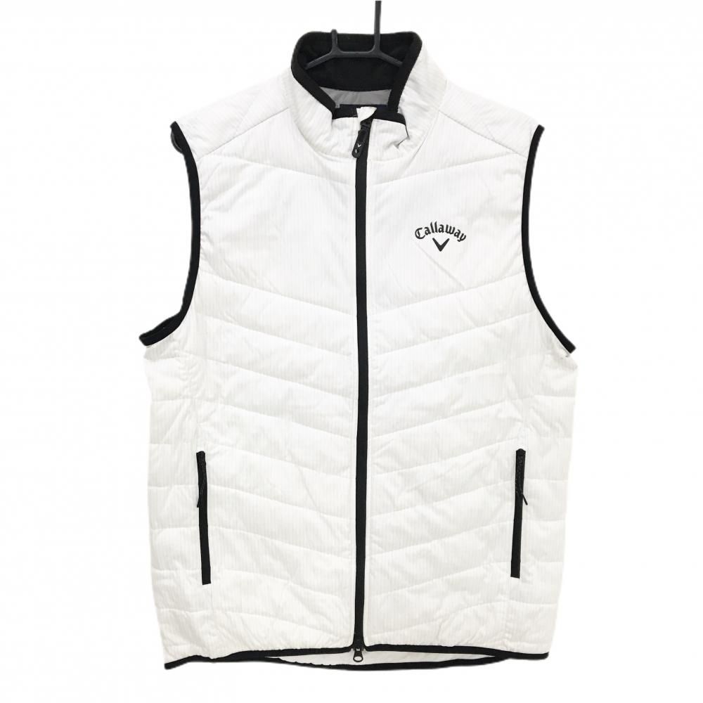 キャロウェイ 中綿ベスト 白 メンズ 新品使用なし Lサイズ キャロウェイ 中綿ベスト 白×黒 ストライプ 胸元ロゴ メンズ LL ゴルフ