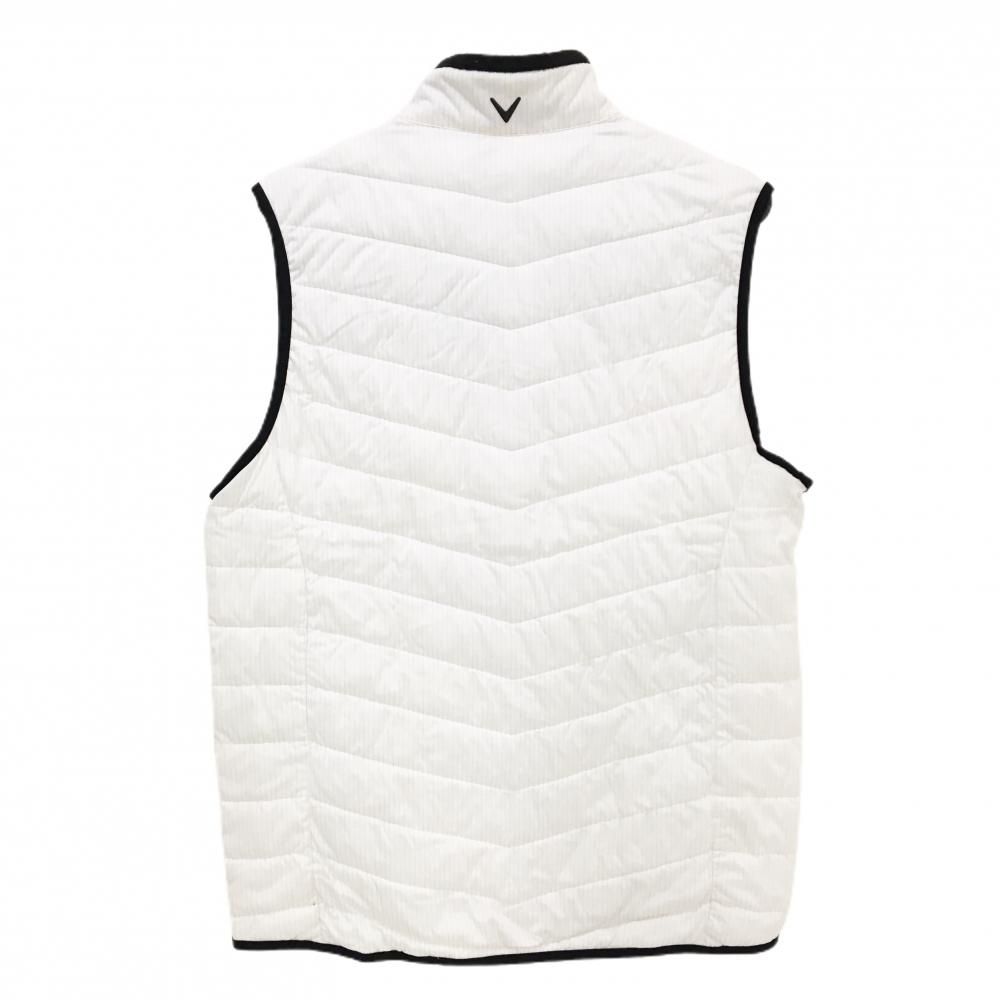 キャロウェイ 中綿ベスト 白×黒 ストライプ 胸元ロゴ メンズ LL ゴルフ