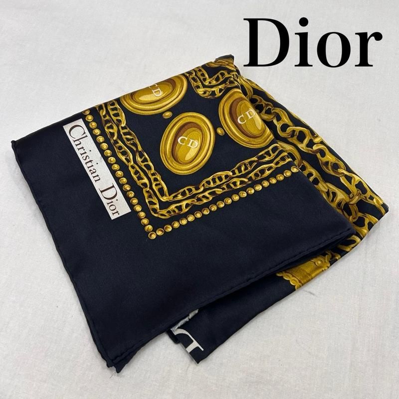 ディオール シルクスカーフ CDロゴ チェーン ゴールド レディース