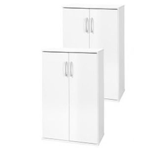 シューズラック2点セット スリムタイプ 幅約60cm ホワイト 棚板（1台）：6枚 組立式