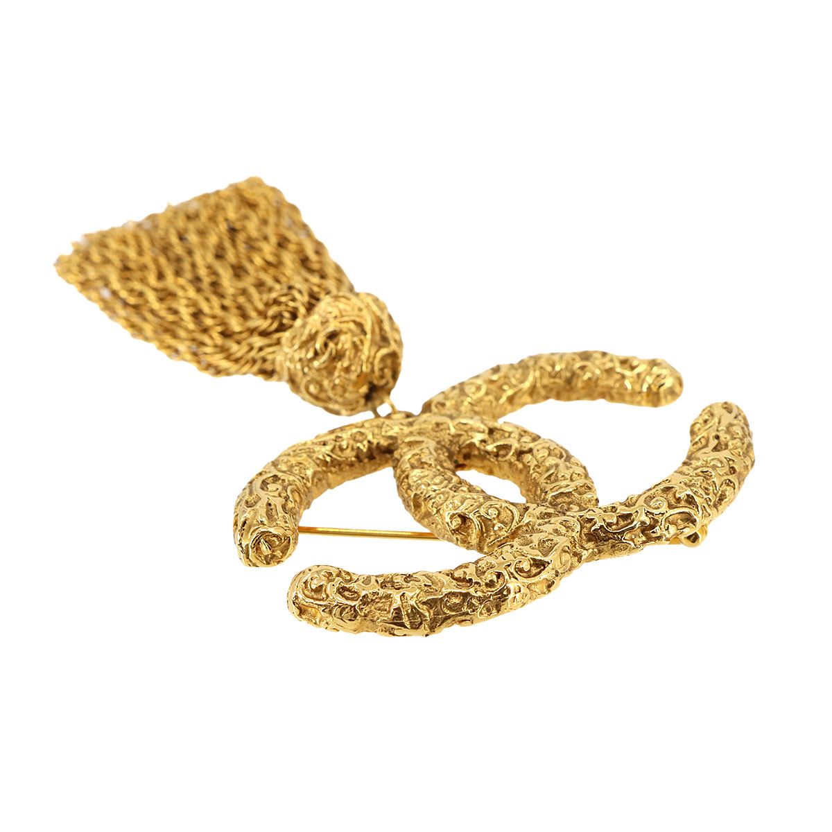 シャネル CHANEL ココマーク 溶岩 ブローチ ゴールド チェーン