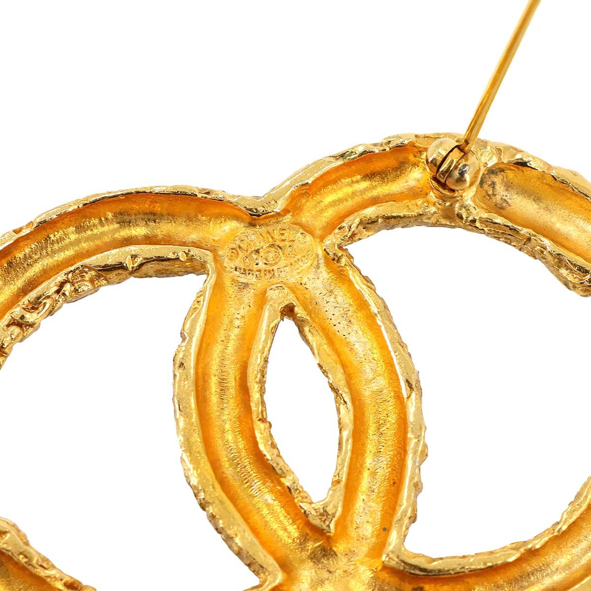 シャネル CHANEL ココマーク 溶岩 ブローチ ゴールド チェーン