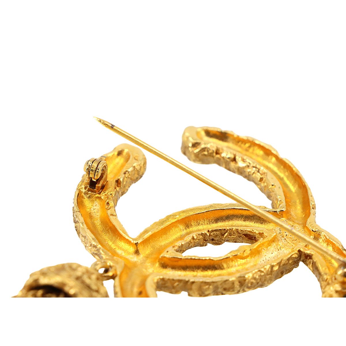 シャネル CHANEL ココマーク 溶岩 ブローチ ゴールド チェーン