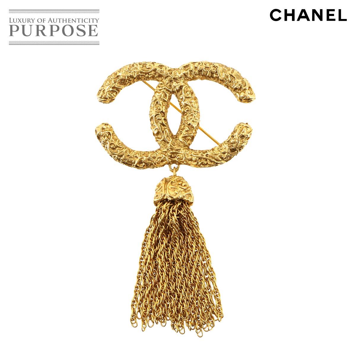 シャネル CHANEL ココマーク 溶岩 ブローチ ゴールド チェーン