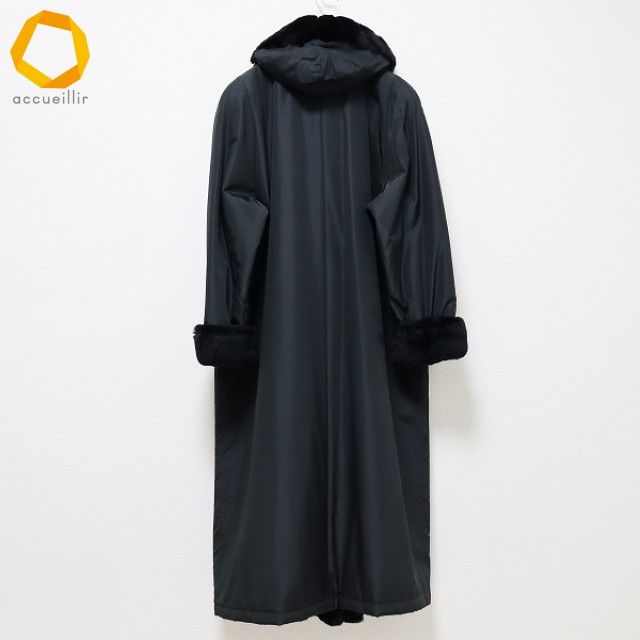 【BALMAIN バルマン】カシミヤ/シルク ファー付きロングコート バルマン ロングコート コート 美品 高級 カシミヤ シルク M ファー付