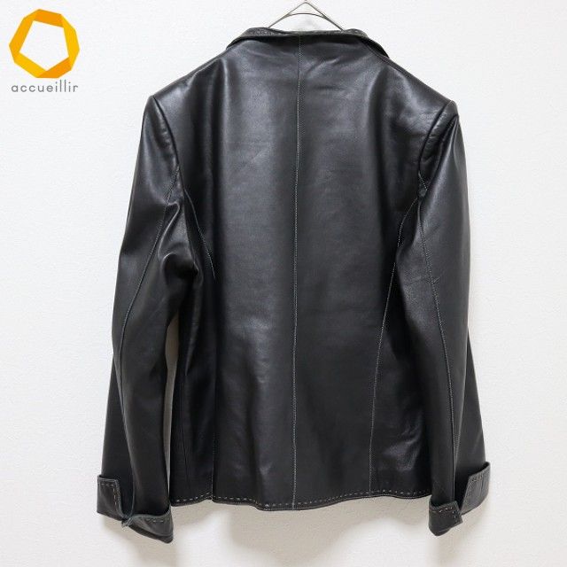 バルマン BALMAIN ラム レザー ジャケット テーラード ステッチ 大きい