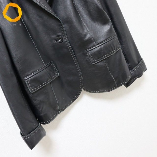 バルマン BALMAIN ラム レザー ジャケット テーラード ステッチ 大きい