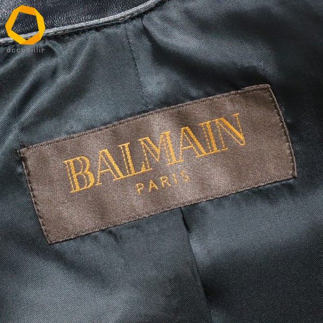 バルマン BALMAIN ラム レザー ジャケット テーラード ステッチ 大きい