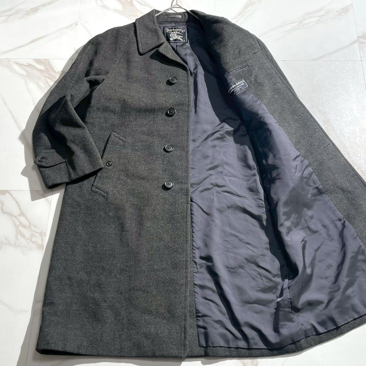 バーバリー PROSUM プローサム メンズ ステン コート ウールカシミヤ 170 XL相当 ビジネス ロング グレー