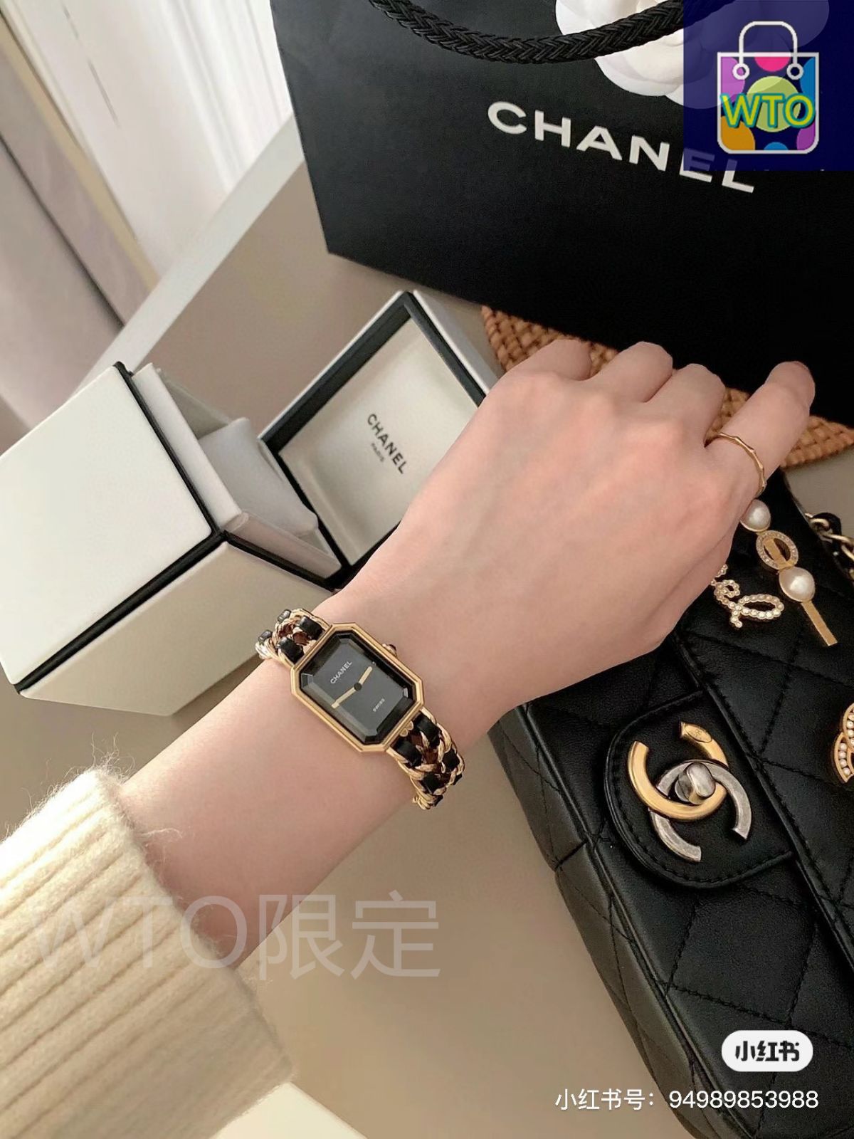 CHANEL ブラックレザー スクエア時計 CHANEL シャネル プレミエール レディース腕時計｜ブラックスクエア