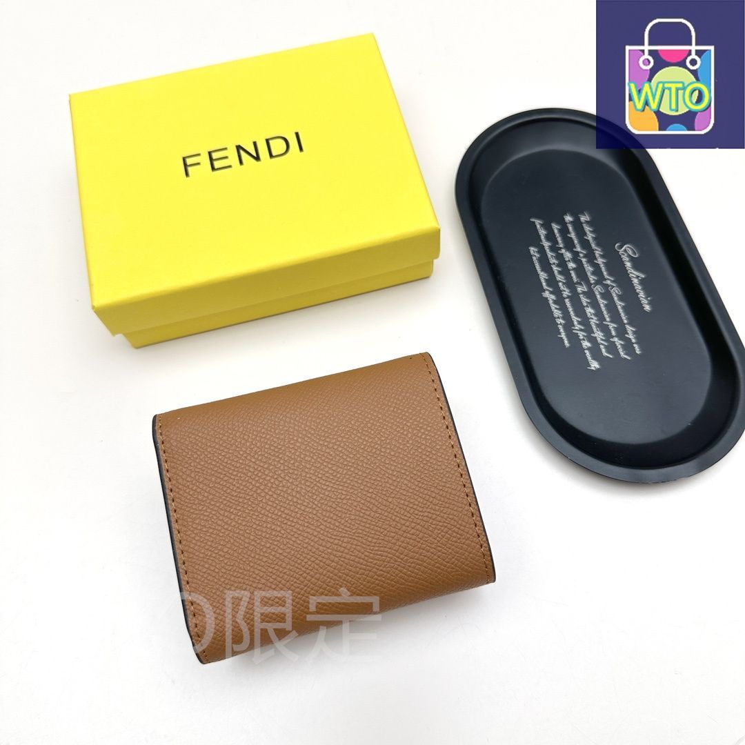今日特価】Fendi 8352 ミニウォレット, ブラック/ダークブラウン