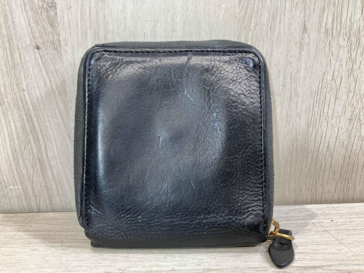 通年 IL BISONTE イルビゾンテ 二つ折り財布 レザー ウォレット ラウンドジップ ブラック