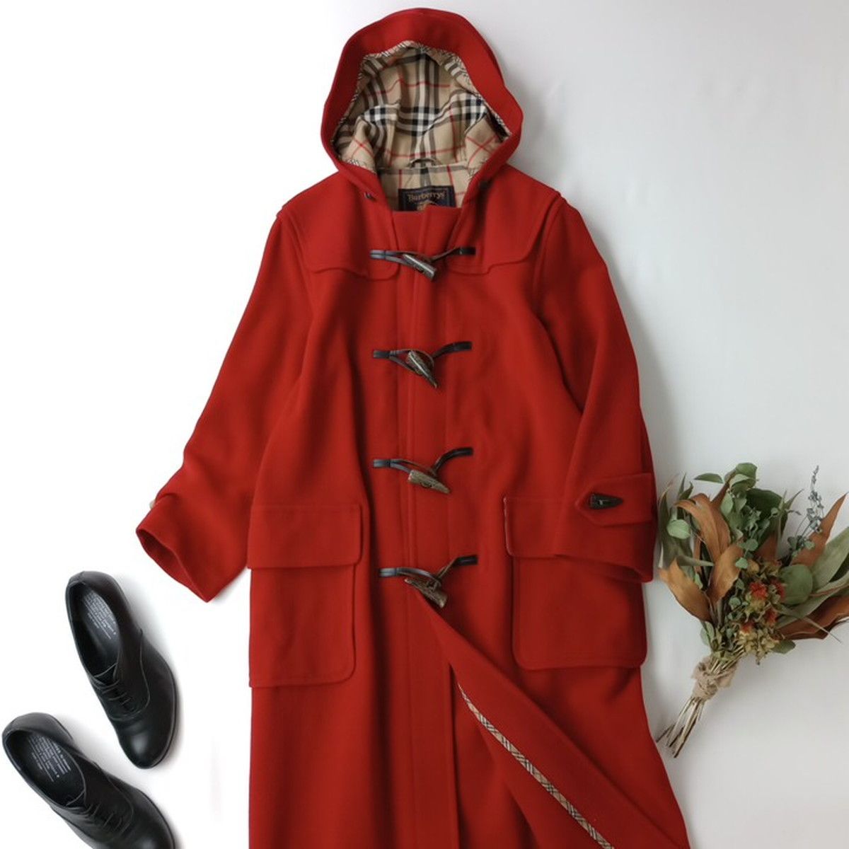 赤 ウール ダッフルコート バーバリー 8Ｙ Burberry's バーバリーズ ダッフルコート ロング 羊毛 ウール 100