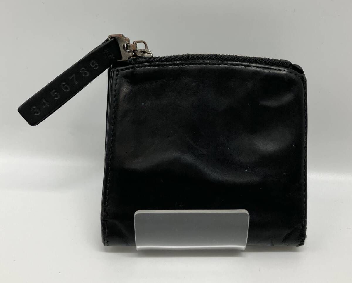 Maison Margiela メゾンマルジェラ 二つ折り財布 ⑪ フリップフラップ 小銭入れあり モード ブラック レザー