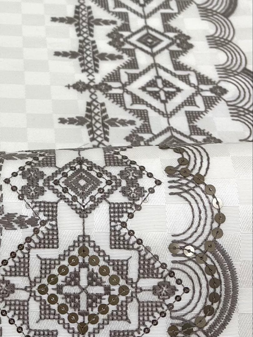  袋帯 刺繍 スパンコール 正絹 お太鼓柄 D 178 袋帯 帯