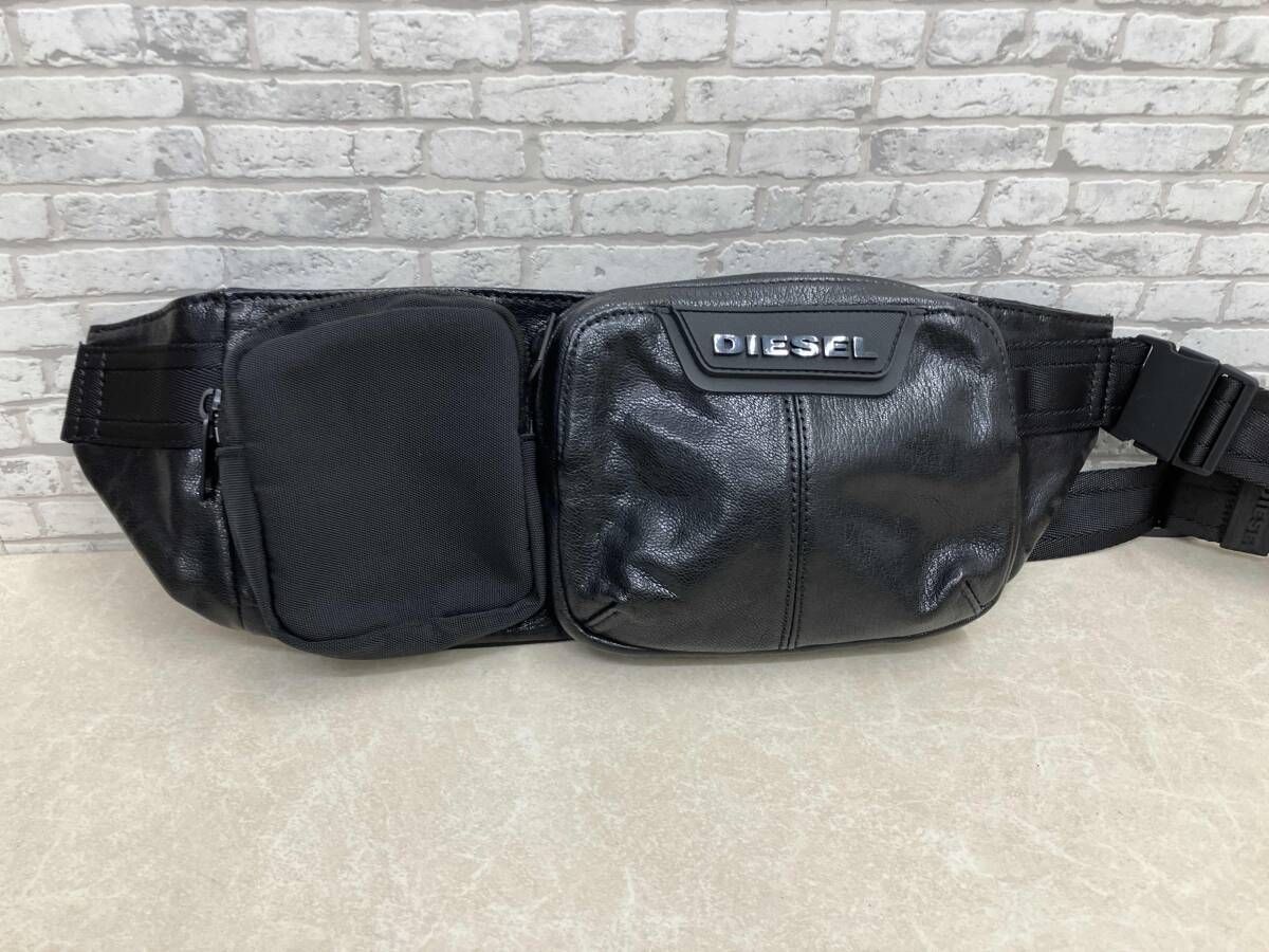 DIESEL ディーゼル ダブルコンパートメント ボディバッグ ウエストバッグ ブラック