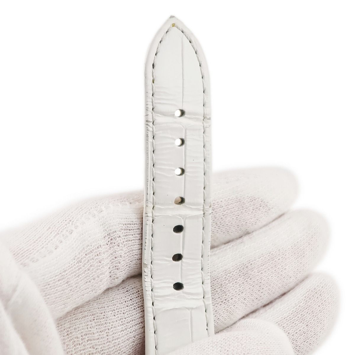 ルイヴィトン LOUIS VUITTON 腕時計パーツ クロコバンド クロコダイル ステンレススチール ホワイト 替え ベルト SS製尾錠付き 18 mm 白 シャイン 艶有り レザーベルト 時計 メンズ