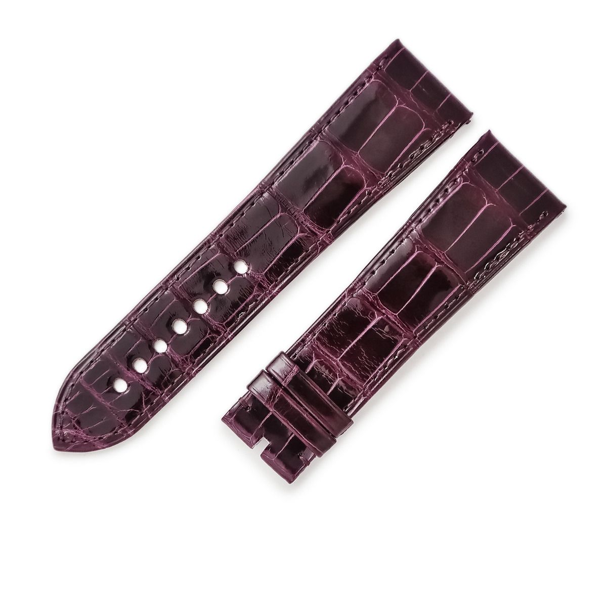カルティエ Cartier 腕時計パーツ タンク ディヴァン用 シャイニー クロコバンド クロコダイル パープル 替え ベルト ストラップ 24ｍｍ 紫